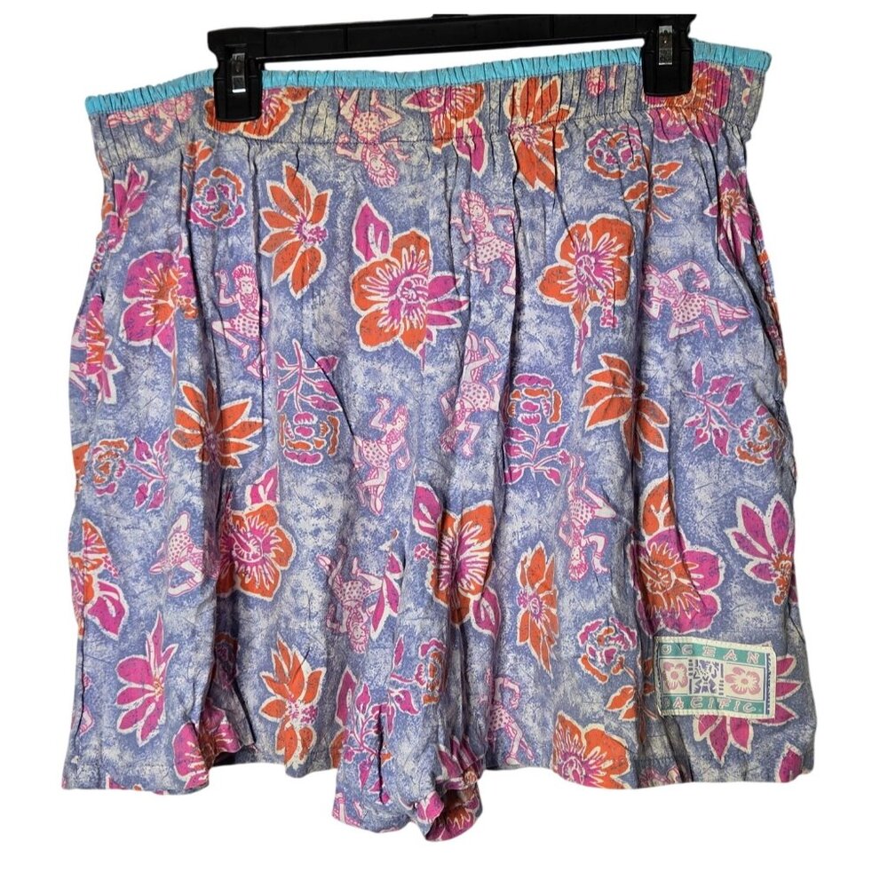 Vintage OP Ocean Pacific‎ Mens Floral Swim Trunks Medium Board Shorts Surf Retro